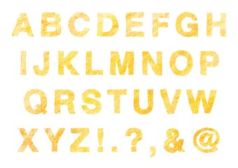 Hand drawn yellow alphabet letters