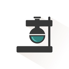 Florence flask. Flat icon with beige shade. Pharmacy and science vector illustration