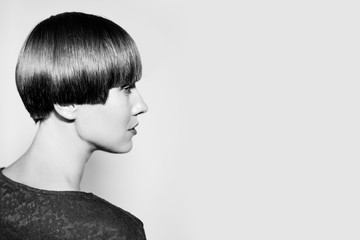Young woman with short haircut