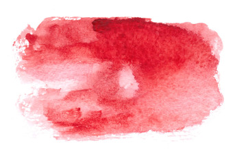Abstract red watercolor background hand painted.