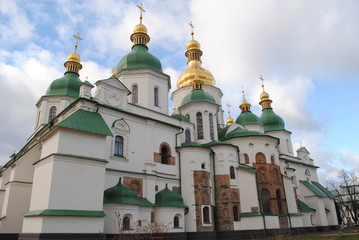 Fototapeta na wymiar Golden domes of the Orthodox Church of Saint Sophia