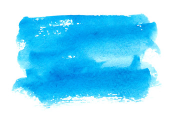 Abstract blue watercolor background hand painted. 
