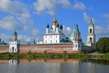 Fototapeta na wymiar Spaso-Yakovlevsky monastery was founded in 1389 by Rostov Bishop St. James. Major temples built in 1725 - 1758. Russia, Rostov, August 2019