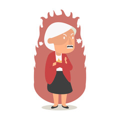 Angry  old woman flat cartoon illustration