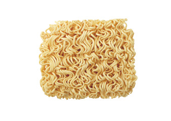 Top view of uncooked Instant noodles, isolated on white background with clipping path..
