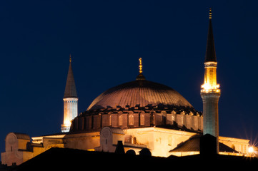 Is night time over Blue Mosque