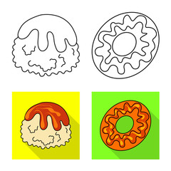 Isolated object of confectionery and culinary icon. Collection of confectionery and product stock vector illustration.