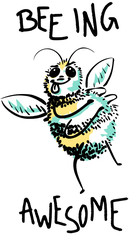 Funny illustration of a fat bee