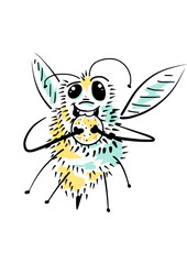 Bee eating a coockie - vector illustration