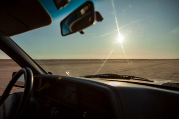 Naklejka premium View from inside car at Rømø beach Denmark