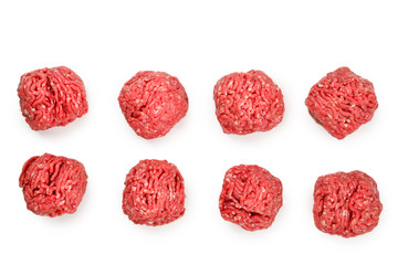 Obraz premium Raw meat balls isolated on white background.