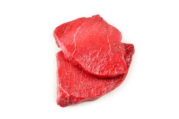 Beef steak isolated on white background.