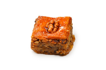 Tasty baklava isolated on white background.