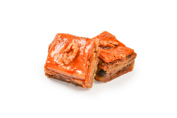 Tasty baklava isolated on white background.