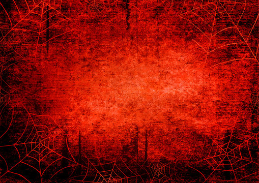 Halloween black bloody red grunge background with of webs Stock Illustration | Adobe