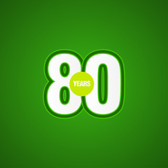 80 Years Anniversary Green Light Vector Template Design Illustration