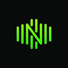 Obraz premium letter N abstract for information technology and digital. minimalist sound music equalizer icon. audio logotype Unique and simple element. -vector