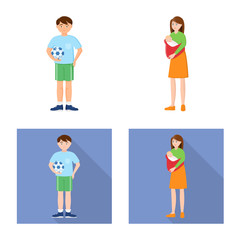 Isolated object of character and avatar symbol. Set of character and portrait vector icon for stock.