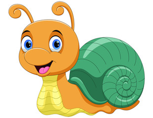 Vector illustration of cute snail cartoon isolated on white background © irwanjos