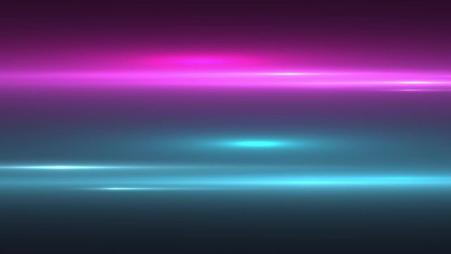 Fluorescent blurry colorful pink and blue neon lights in two parallel lines on a black background