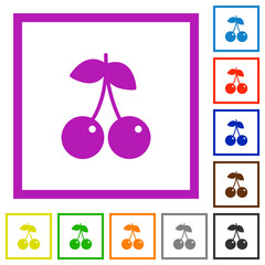 Pair of cherry flat framed icons