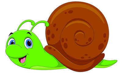Vector illustration of cute snail cartoon isolated on white background