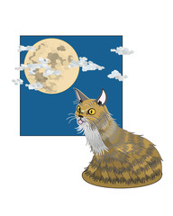 43 月と猫 イラスト 