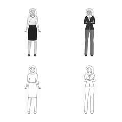 Vector illustration of posture and mood icon. Collection of posture and female stock symbol for web.