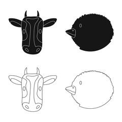 Vector illustration of agriculture and breeding symbol. Set of agriculture and organic stock vector illustration.