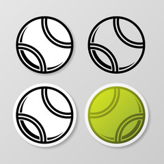 Fototapeta premium Set of different outline and color tennis ball stickers