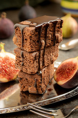 Homemade dark chocolate fudge brownies cake