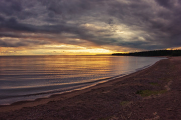 sunset on the beach at Baltic sea