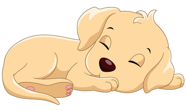 Vector illustrator of cute sleeping dog cartoon isolated on white background