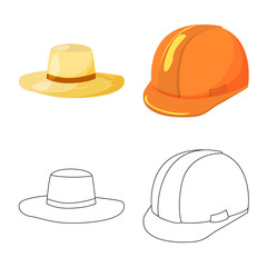 Isolated object of clothing and cap sign. Collection of clothing and beret stock vector illustration.