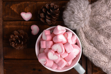 candy marshmallows on table, top view
