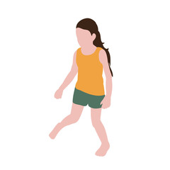 Fototapeta na wymiar vector, isolated, flat style child, little girl without face is played