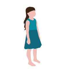 isolated, flat style child, girl without face