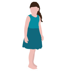 isolated, flat style child, girl without face
