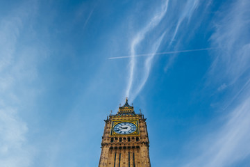 Fototapeta na wymiar Big Ben Tower in London with blue sky