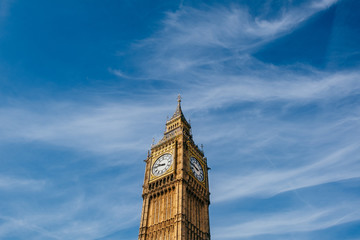 Fototapeta na wymiar Big Ben Tower in London with blue sky