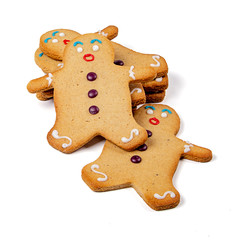 Group of Gingerbread Men cookies isolated on white background