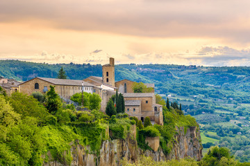 Amazing landscape with old town of Orvieto, Italy - obrazy, fototapety, plakaty