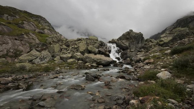 Timelapse on a cloudy day at the Steingletscher in Switzerland