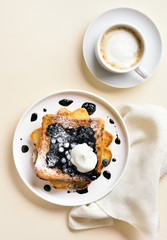 French toasts with blueberry sauce