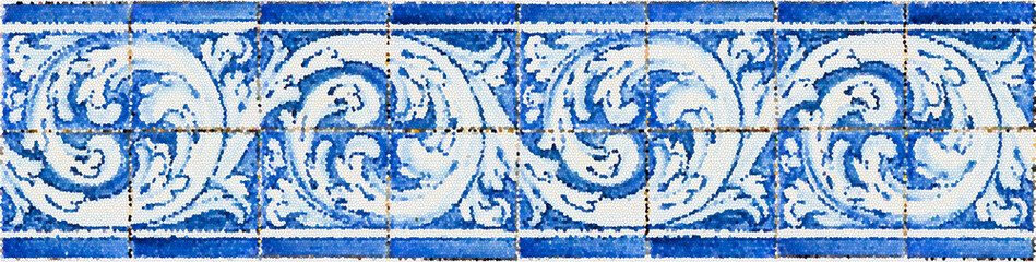 Concept image about typical portuguese decorations called azulejos. It's a seamless texture that can be repeated modularly to create a uniform and continuously background - useful for rendering