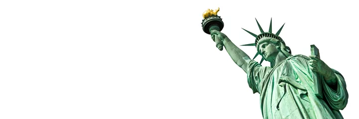 Printed roller blinds Statue of liberty Statue of Liberty in New York, isolated on white  panoramic background with copy space