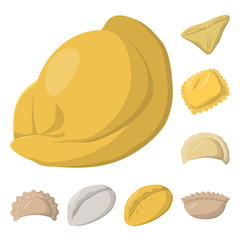 Vector design of dumplings and food icon. Set of dumplings and stuffed stock vector illustration.