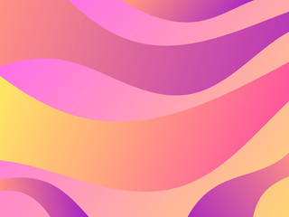 Waves with liquid gradien abstract background. Orange and violet color. Dynamic effect. Vector illustration