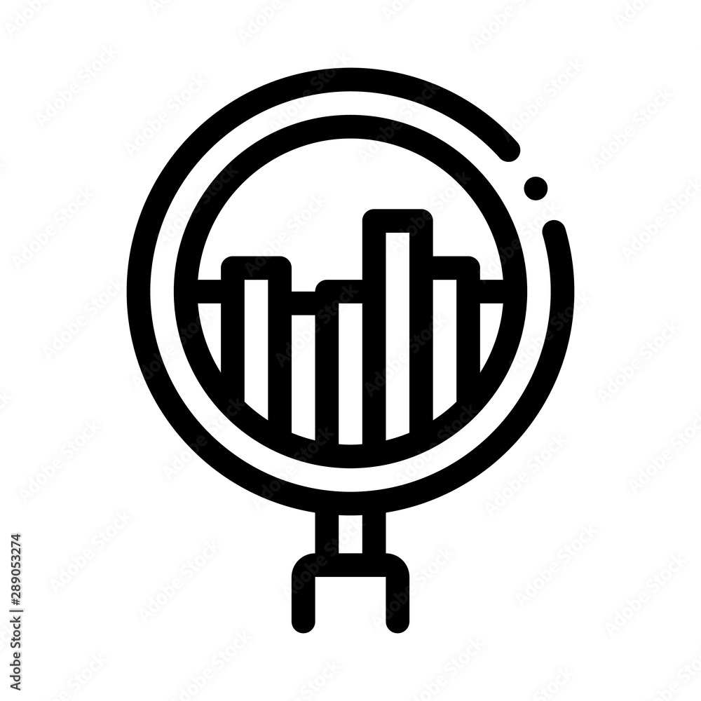 Poster graph in magnifier glass agile element vector icon thin line. agile rocket and document, gear and pa