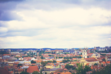 Old city landscape from Gediminas Castle Tower Vilnius Lithuania